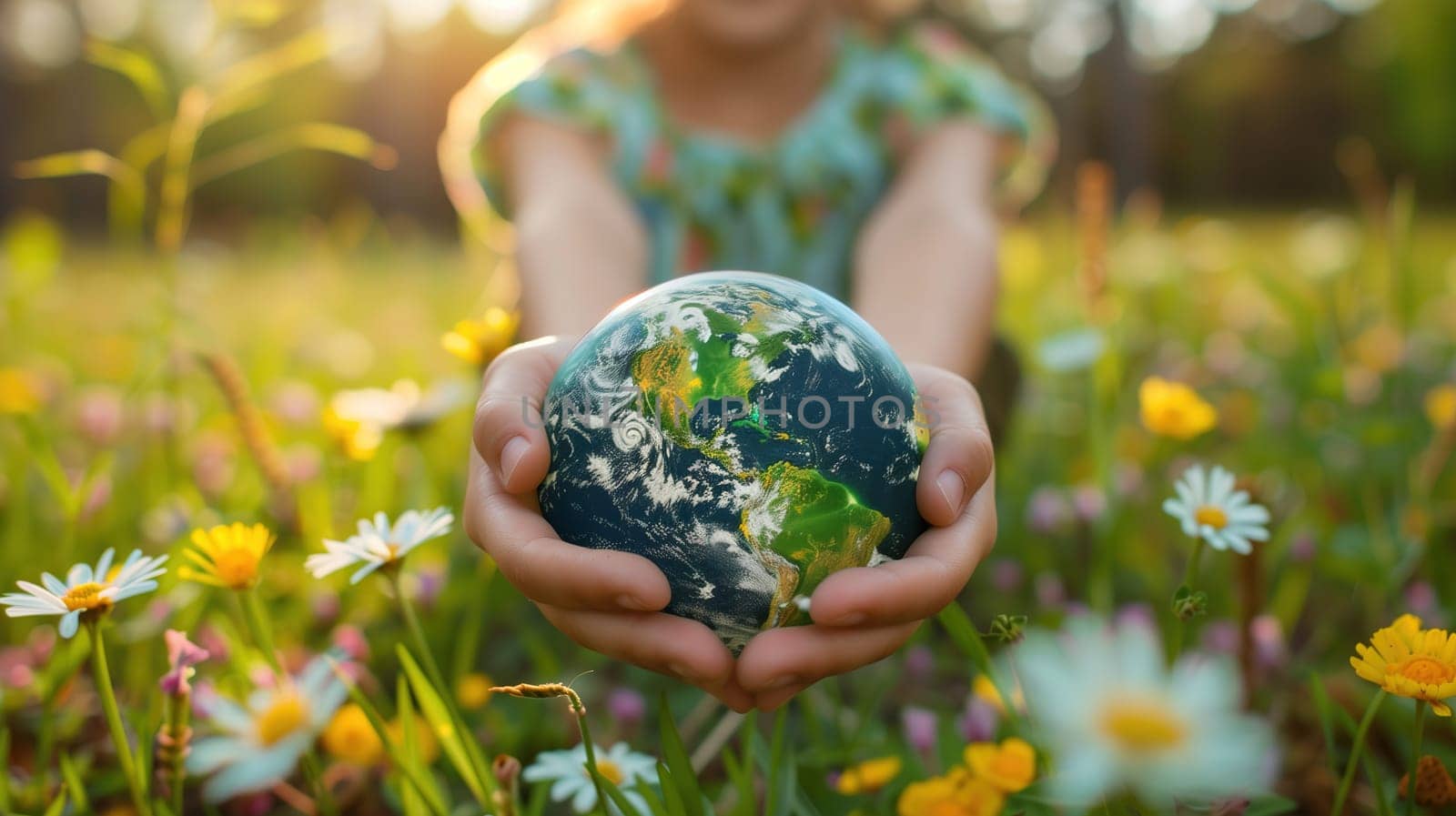 A person is holding a small Earth globe in their hands, symbolizing care for the planet and the Earth Day concept. The individuals hands cradle the globe gently, illustrating a sense of responsibility and connection to the world.