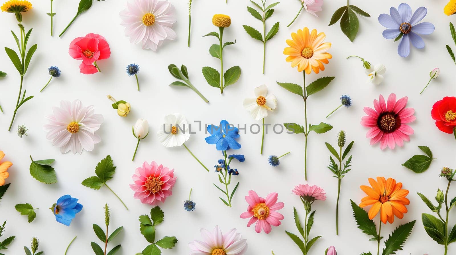 Vibrant Assortment of Flowers on White Surface by TRMK