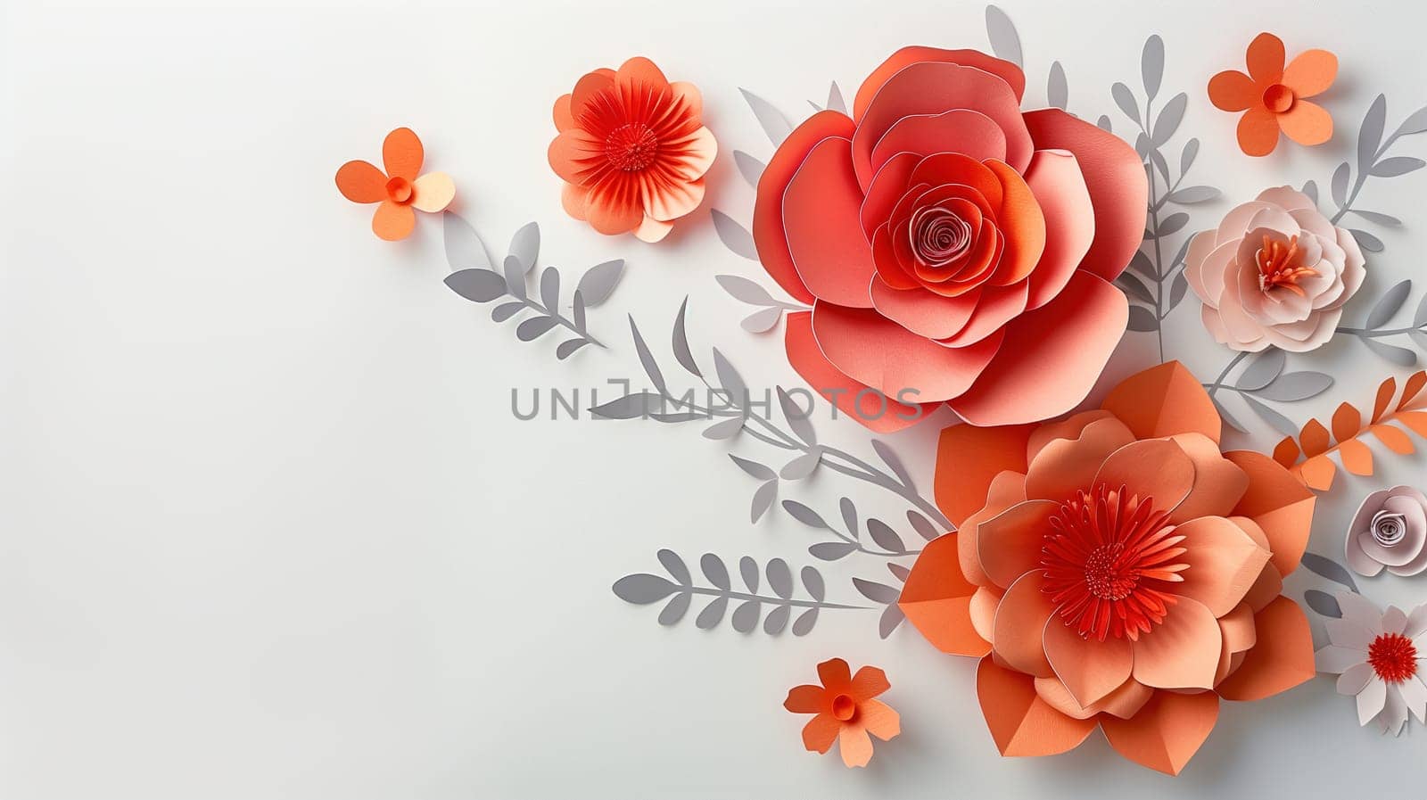 A collection of paper flowers arranged neatly on a plain white wall, creating a vibrant and decorative display. The colorful petals and intricate designs add a festive touch to the space.