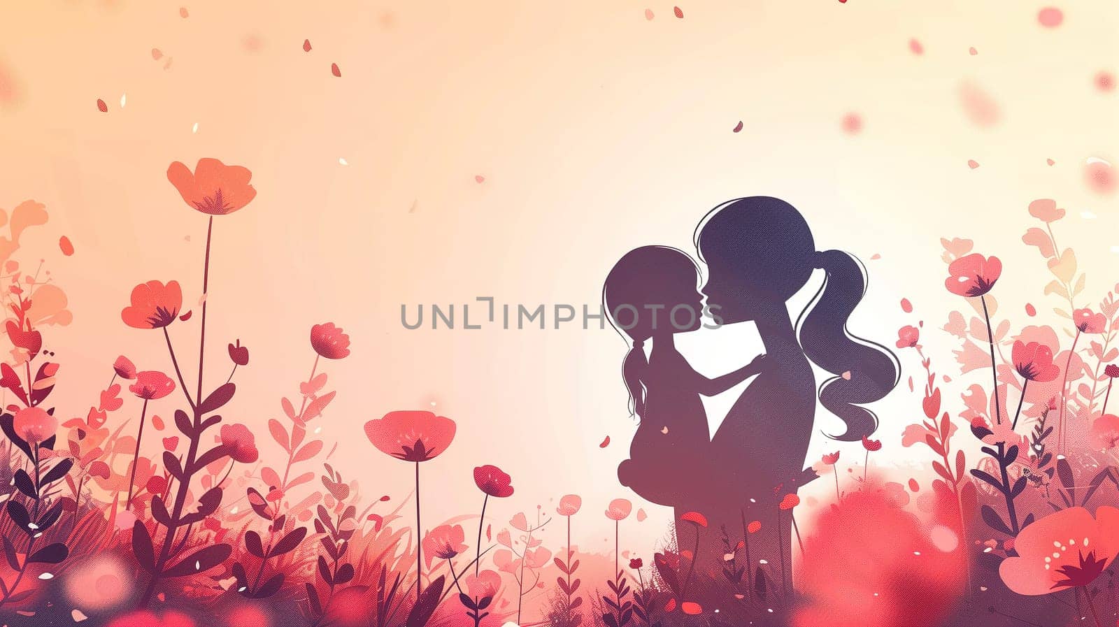 Couple Kissing in Field of Flowers by TRMK