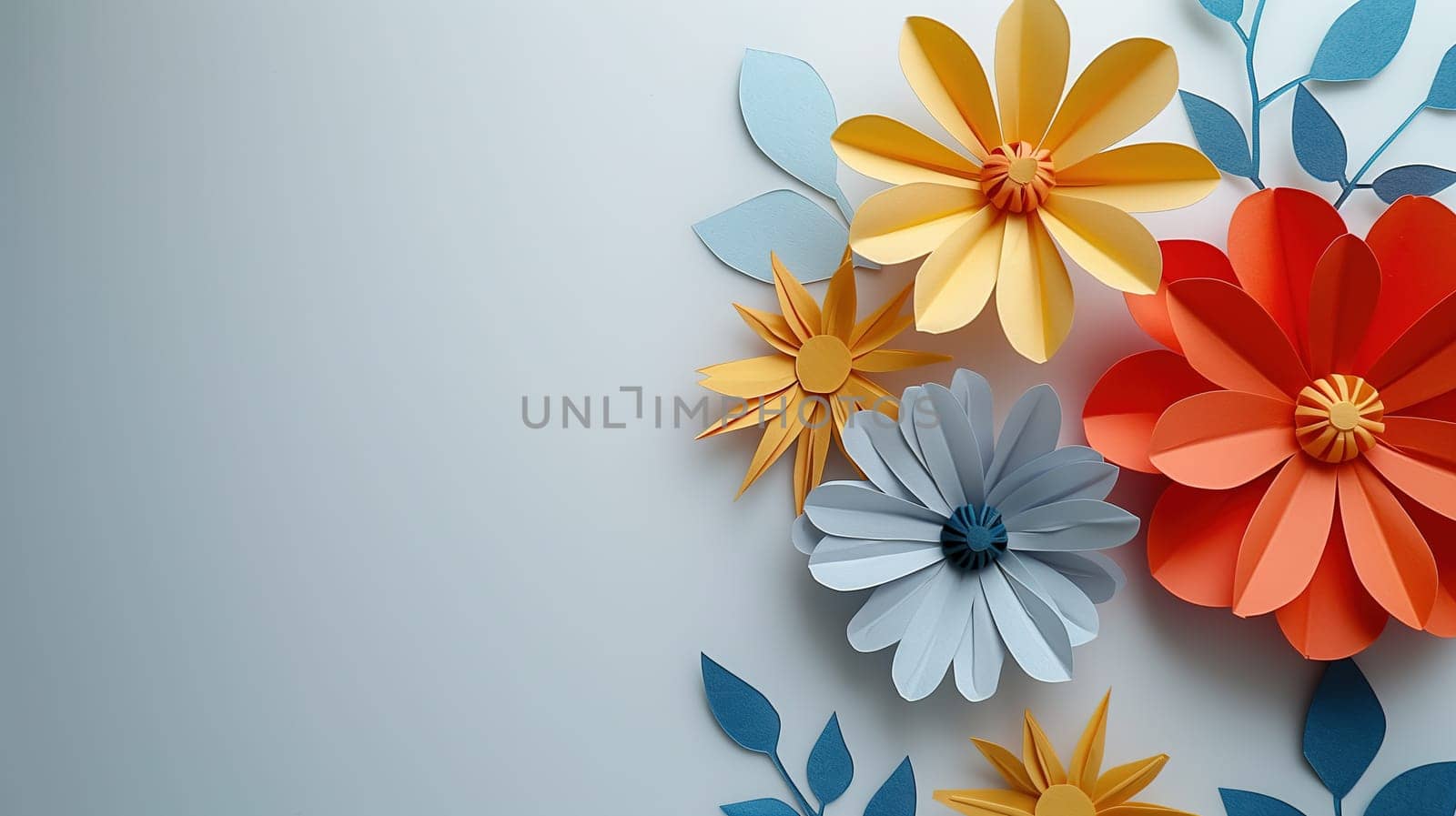 Group of Paper Flowers on a White Surface by TRMK