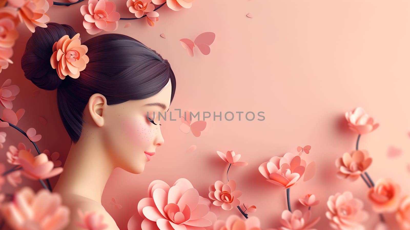 Woman Surrounded by Pink Flowers by TRMK