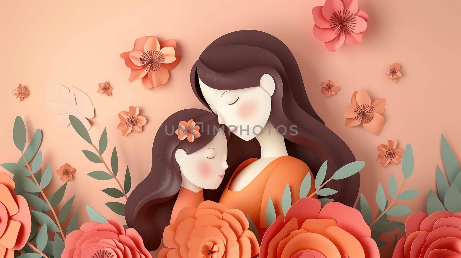 A woman lovingly holds a child in her arms, surrounded by a beautiful array of colorful flowers in bloom. The mothers embrace is tender and protective, showcasing the strong bond between parent and child.
