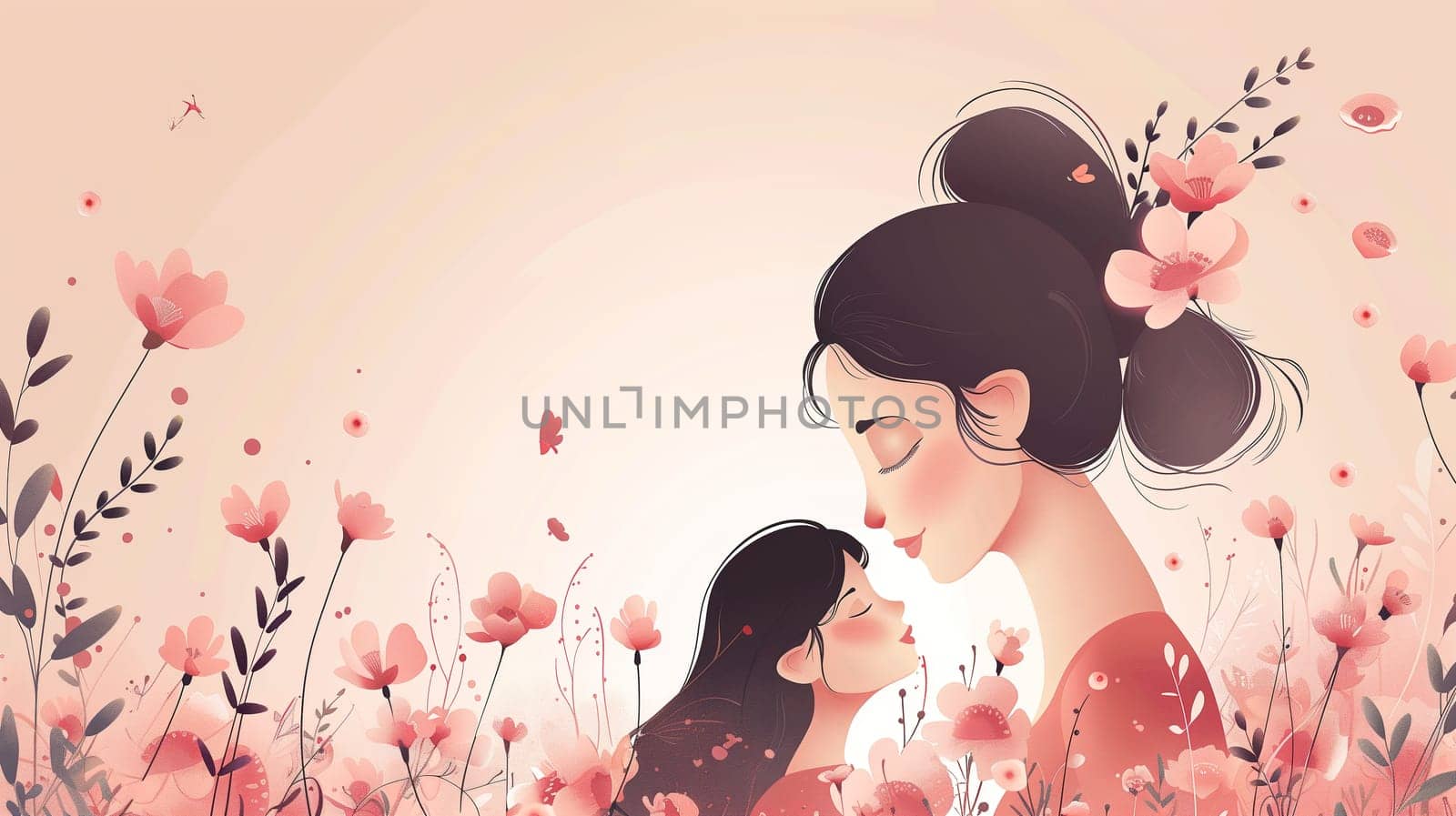Mother and Child in a Field of Flowers by TRMK