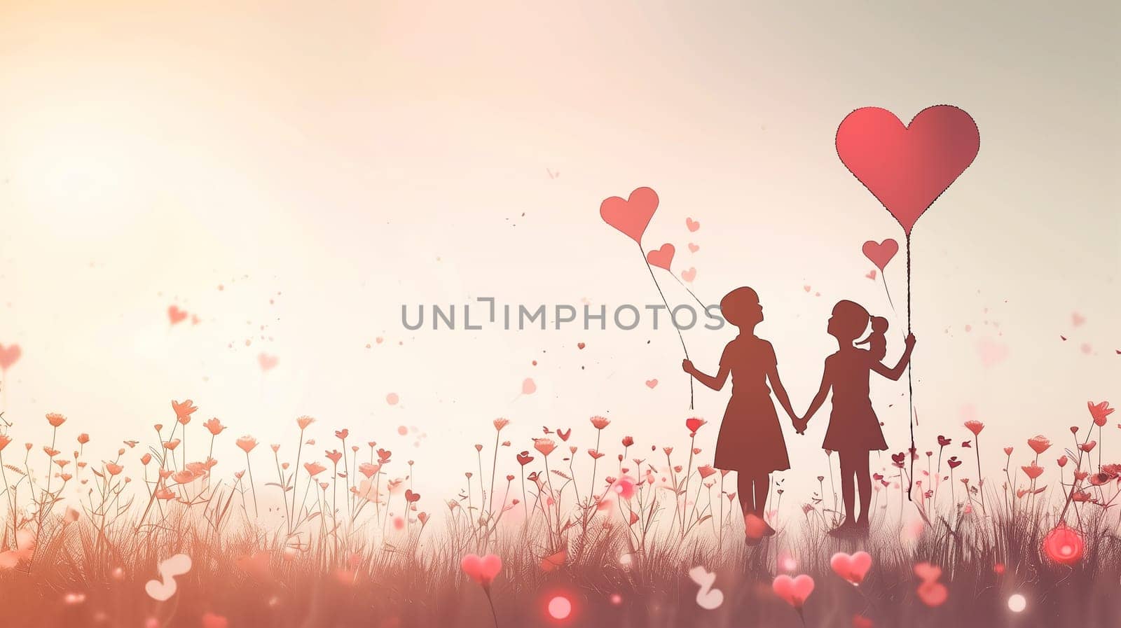 Couple Holding Hands in Field of Flowers by TRMK