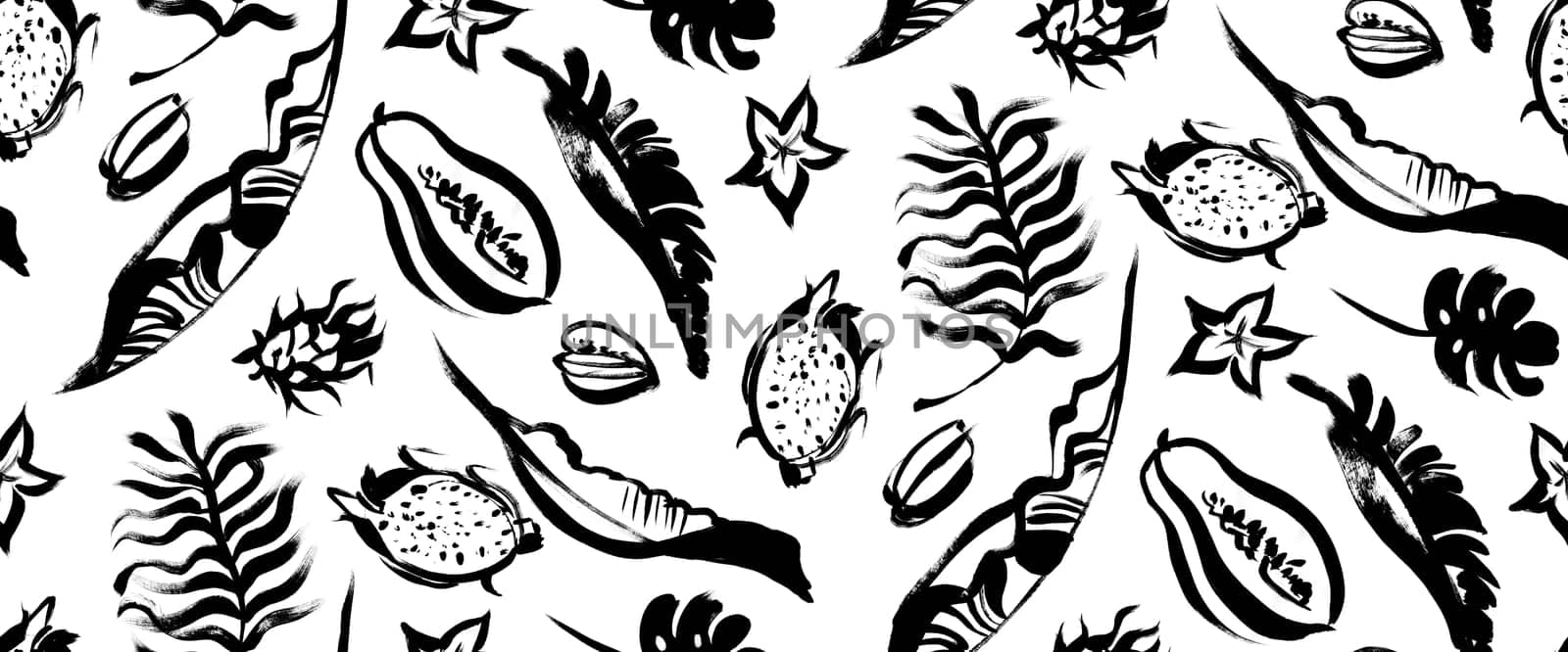 seamless summer tropical pattern with fruit and leaves for fabric