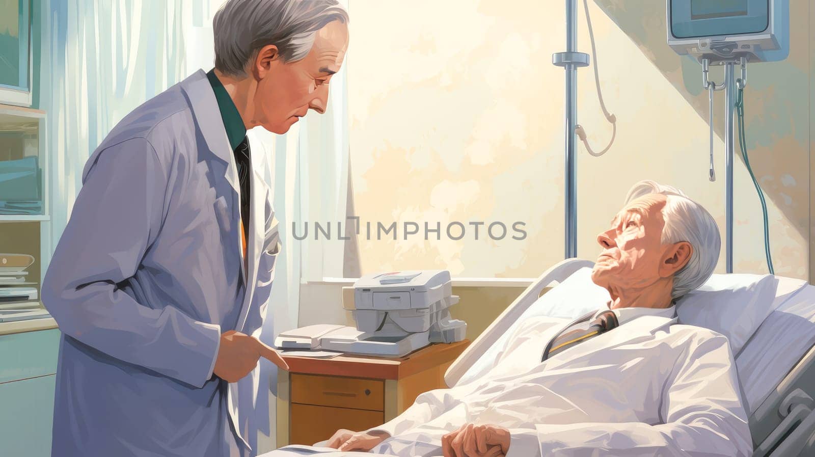 An old elderly patient in poor condition is a patient who needs help from a doctor in a medical hospital with modern equipment. by Alla_Yurtayeva