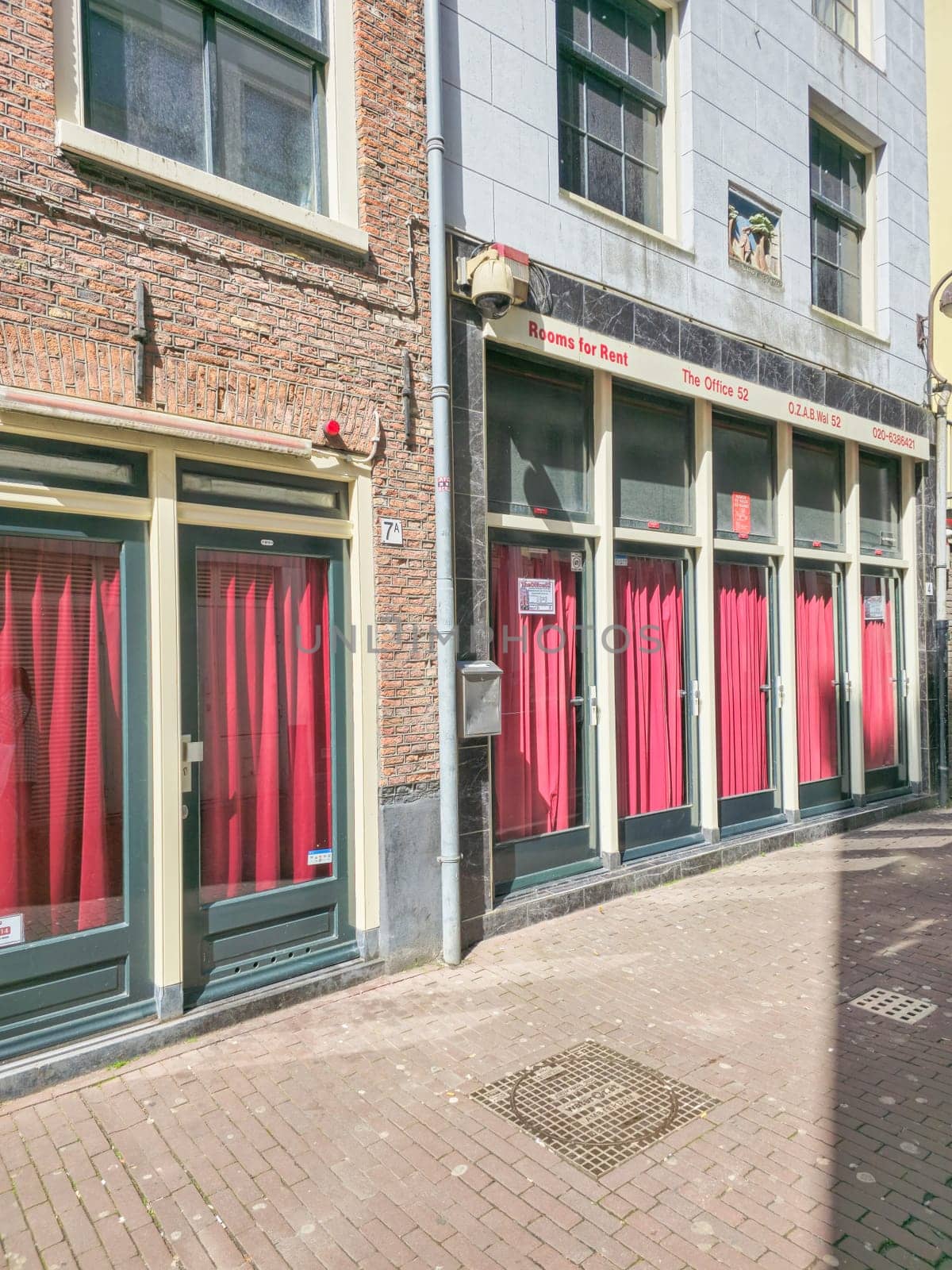 Amsterdam Netherlands 21 April 2024 Red light district with closed windows during the new regulations to move the red light district to another part of Amsterdam