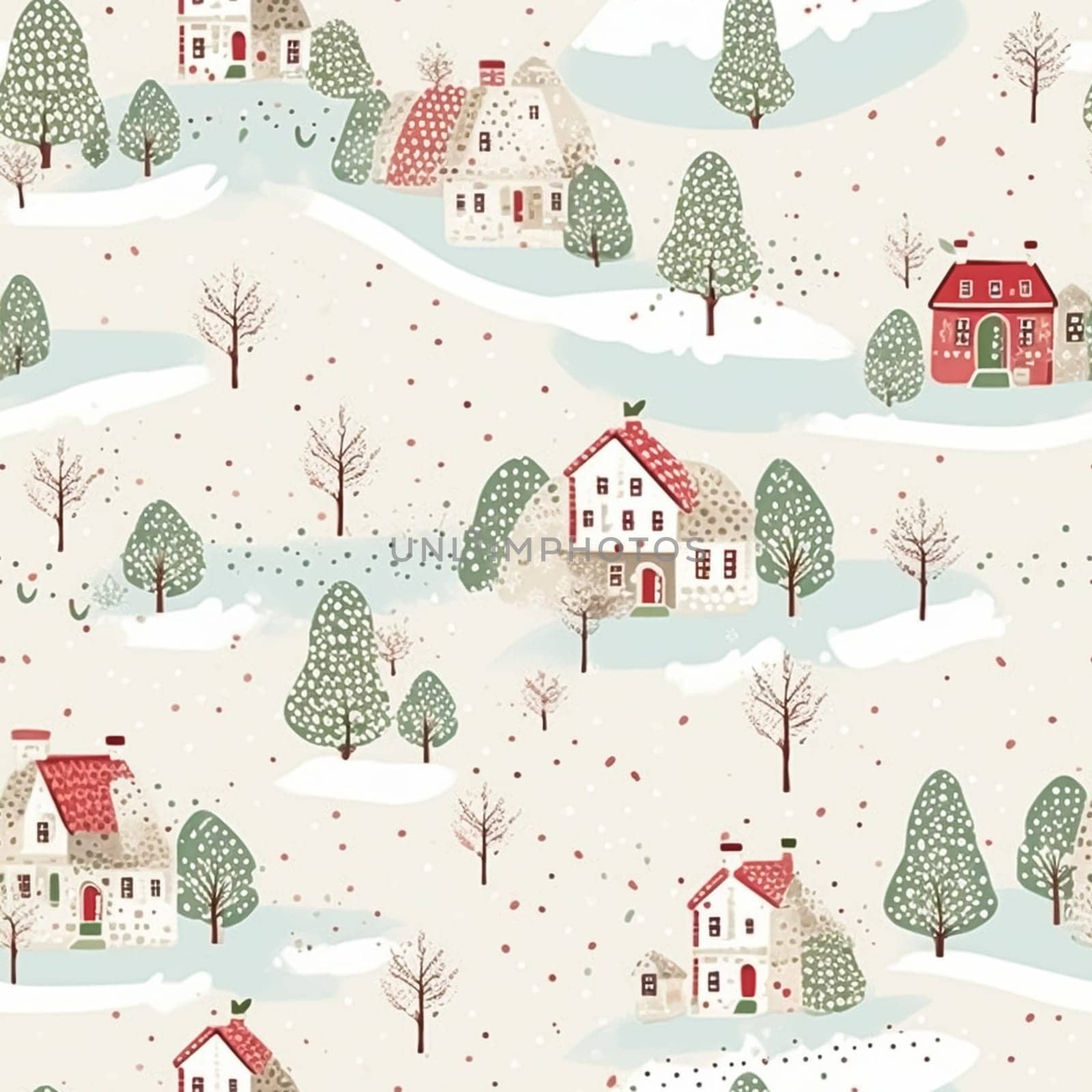 Seamless pattern, tileable Christmas holiday country dots print, English countryside cottage for wallpaper, wrapping paper, scrapbook, fabric and product design inspiration