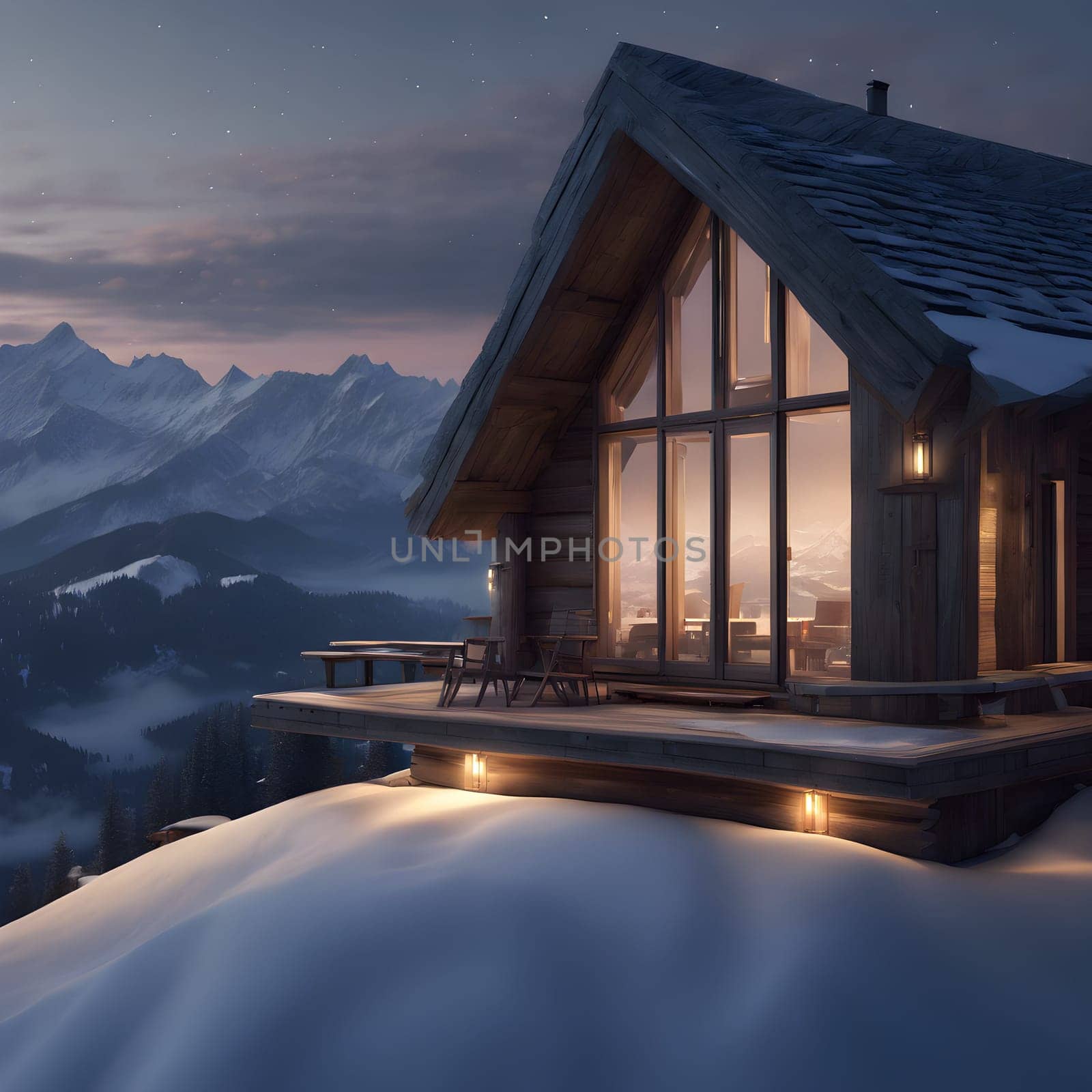 Alpine Escapes: Rustic Mountain Houses in a Snowy Wilderness by Petrichor