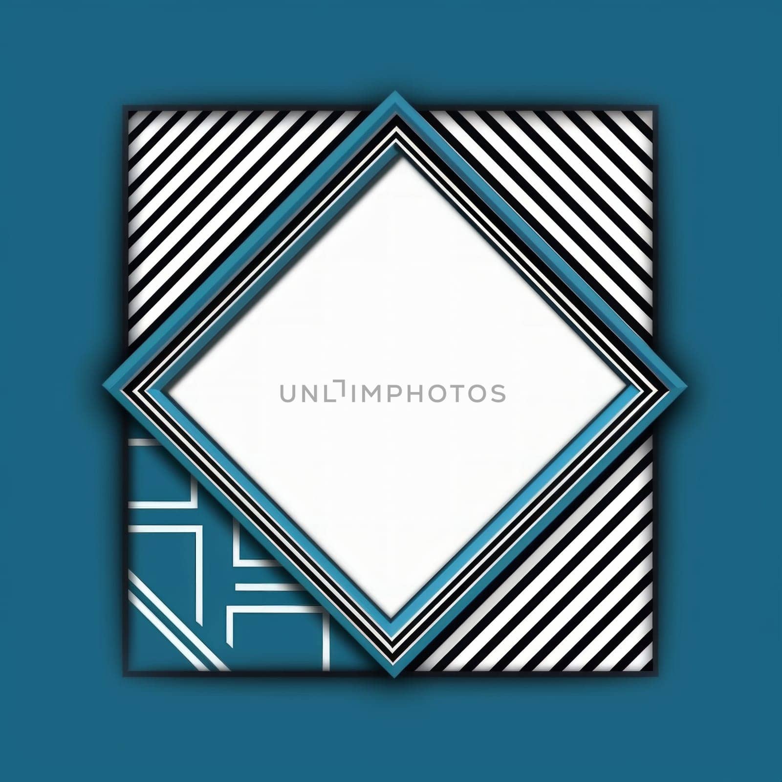 Blue rhombus banner or frame, border illustration. Empty white space for text or picture. Generated AI by Oxdesign
