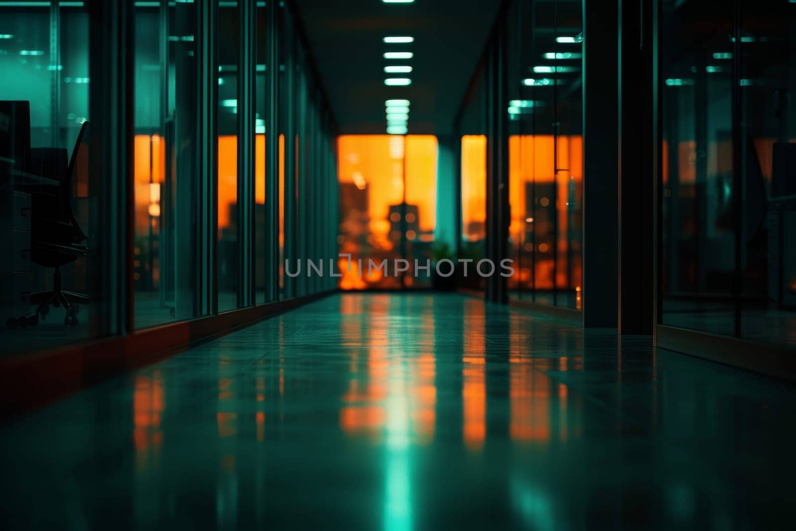 Empty interior server room, futuristic technology background by itchaznong
