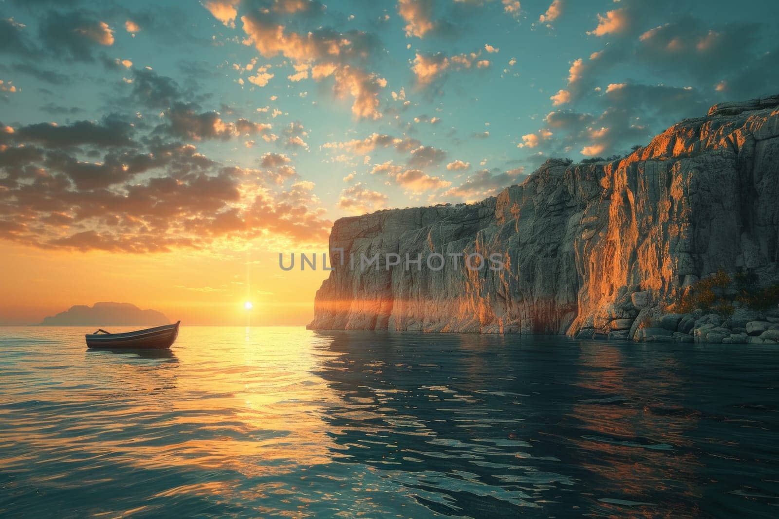 A boat is floating on the water near a rocky shore by itchaznong