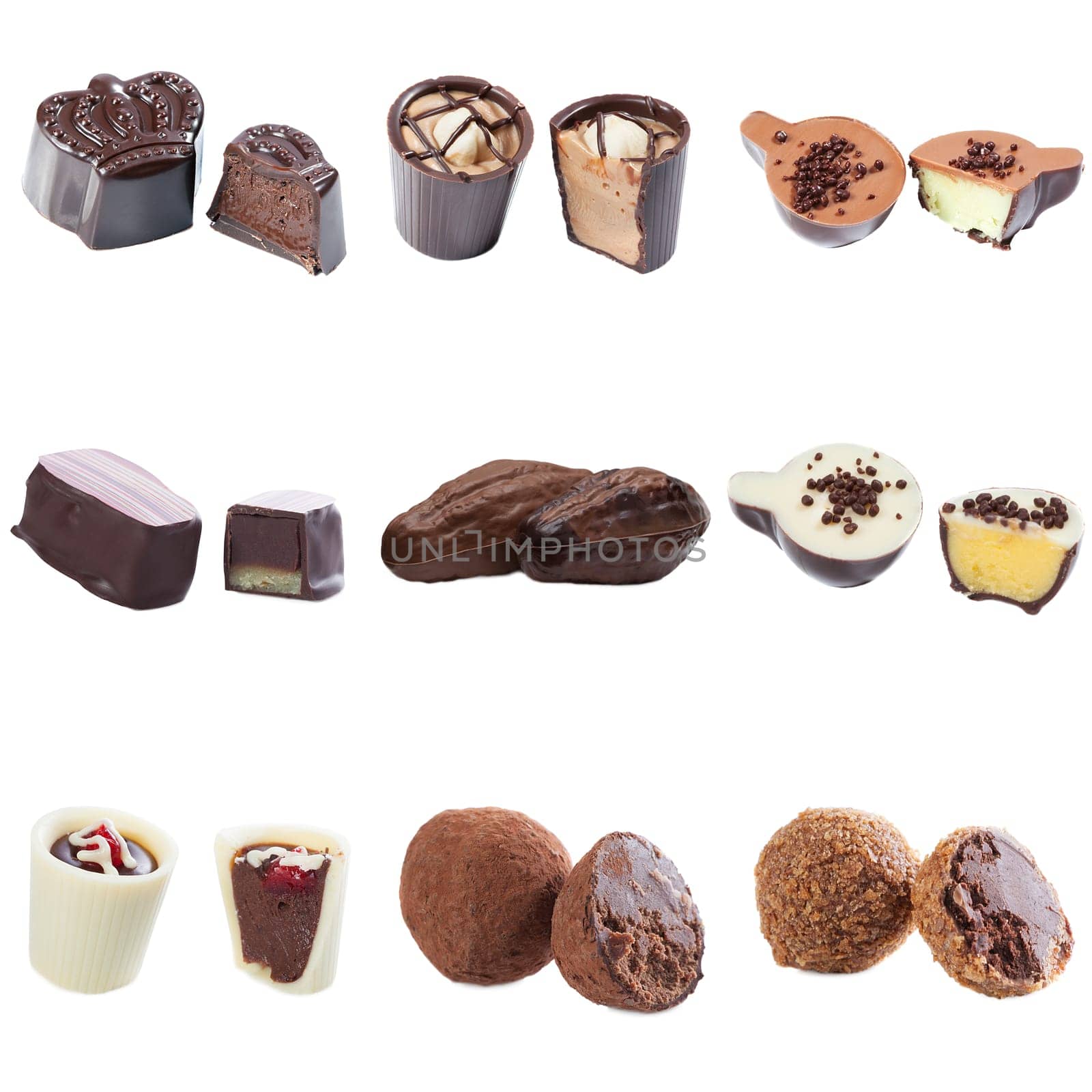 Collection of chocolate candy with cream filling by rivertime