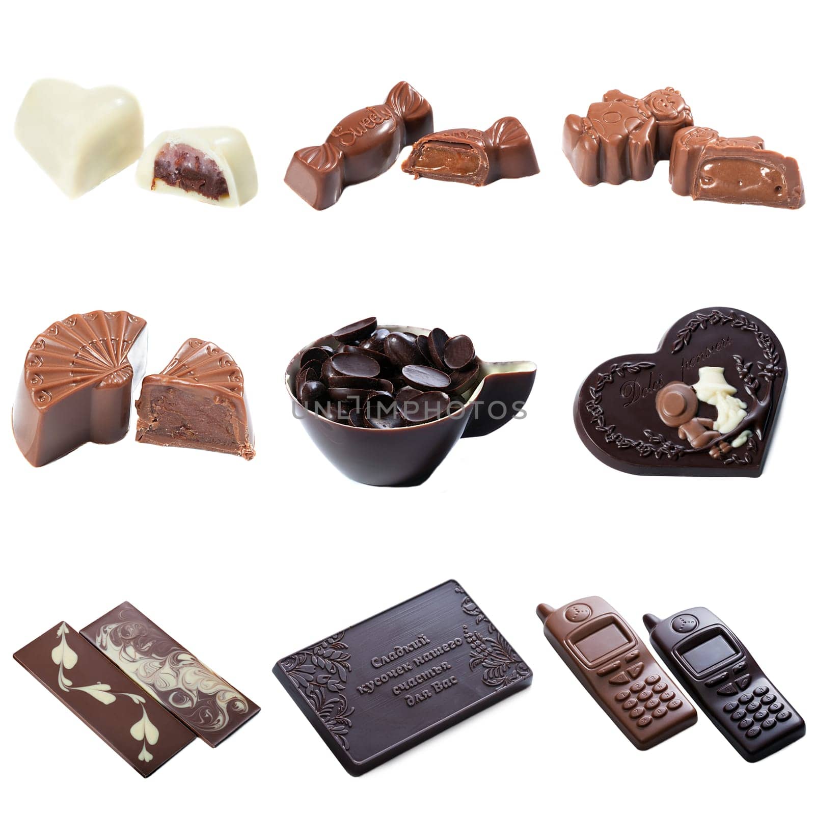Set of souvenir chocolates made in different forms by rivertime
