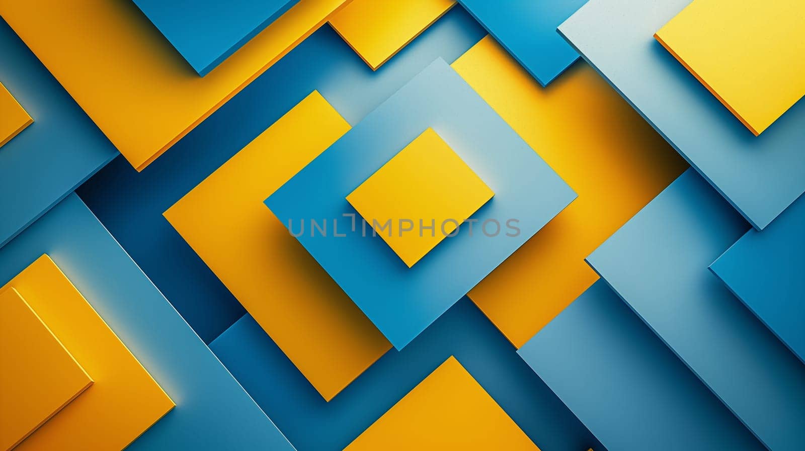 Geometric Patterns of Interwoven Yellow and Blue Square Panels by chrisroll