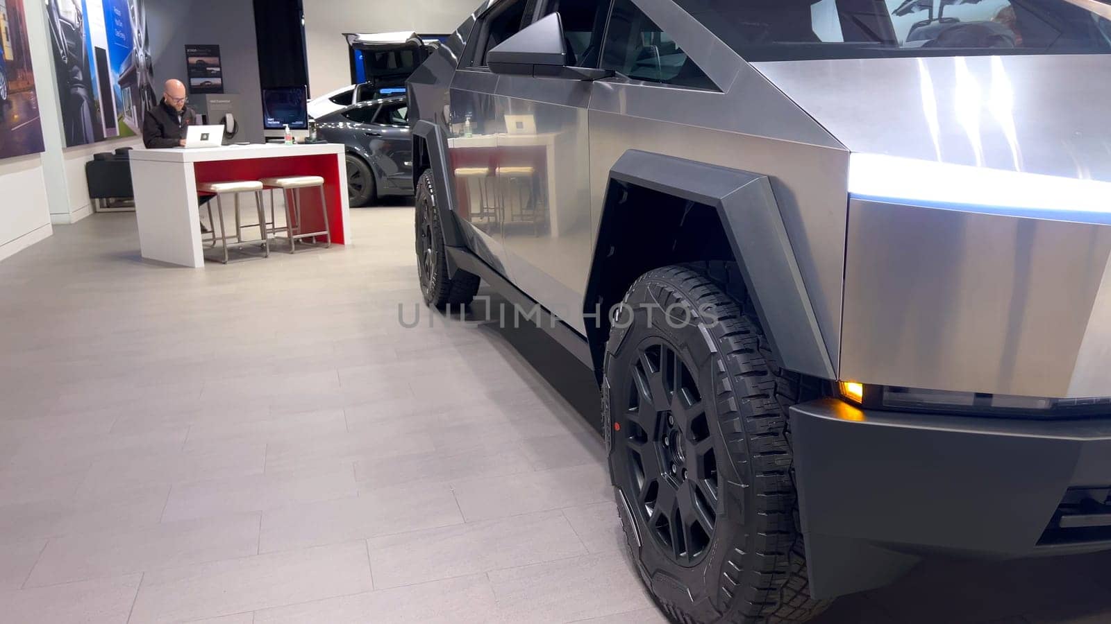 Tesla Cybertruck on Display at Tesla Store in Park Meadows Mall by arinahabich