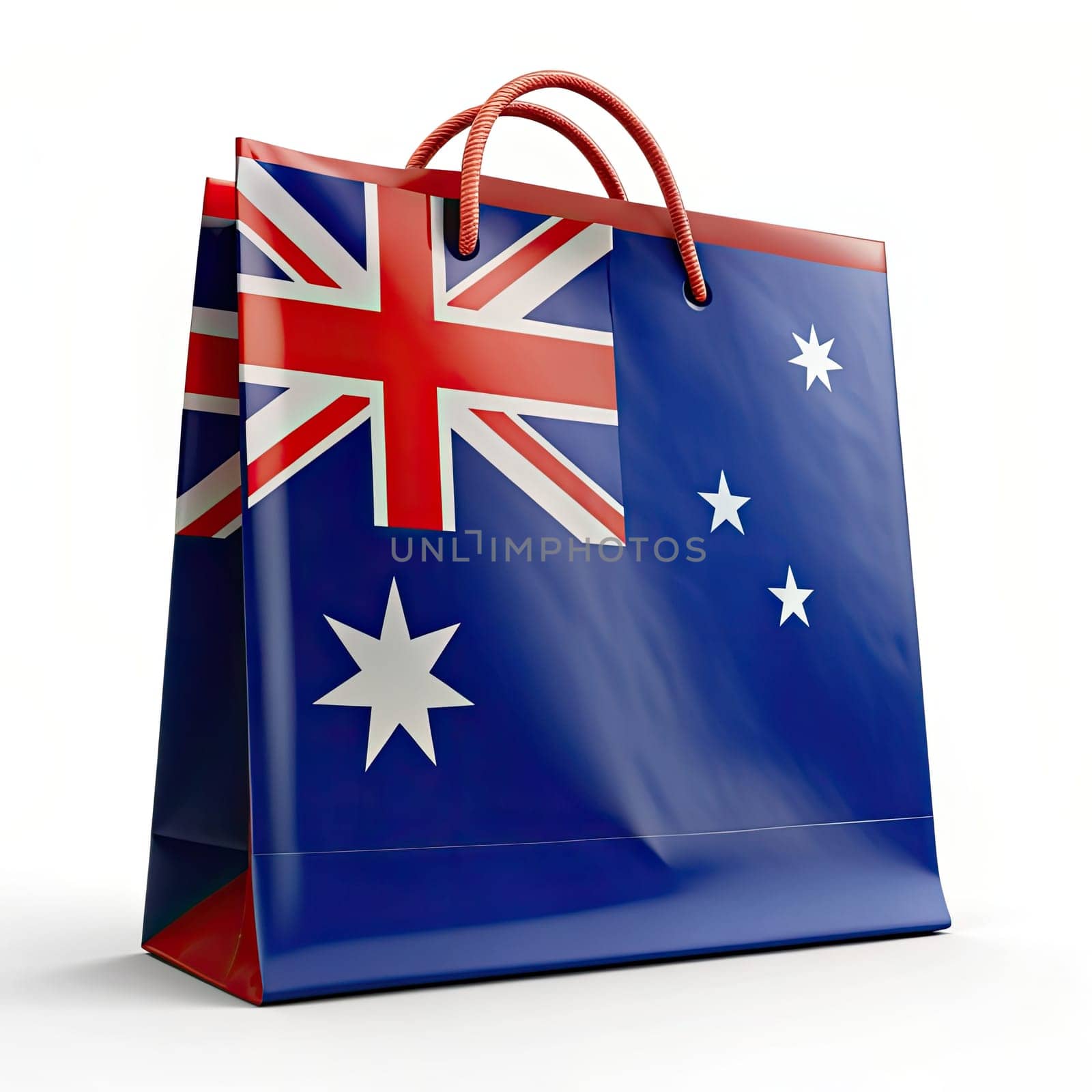 Australian Flag Tote Bag Against White Backdrop. Australia Flag Shopping Bag: Carry Your Aussie Pride Everywhere! Flaunt your Australian pride with our flag-inspired shopping bag. Australia Pride: Stylish Shopping Bag with Flag Design by Andrii_Ko