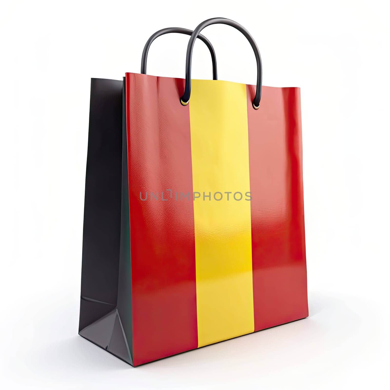 Belgium Flag Shopping Bag: Stylish Travel Accessory Against White Background. Premium Belgian Pride: Modern Flag-Inspired Tote Bag for Sustainable Fashionistas. Iconic Belgian Heritage: Durable Flag Shopping Bag for Trendy Outings by Andrii_Ko