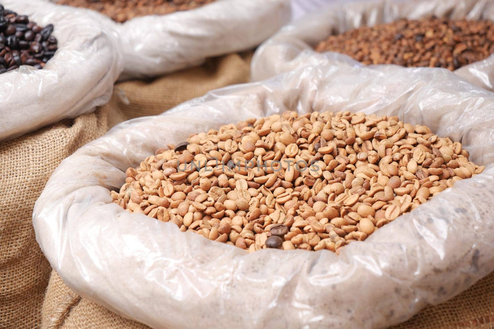 A bag of coffee beans selling at istanbul market .