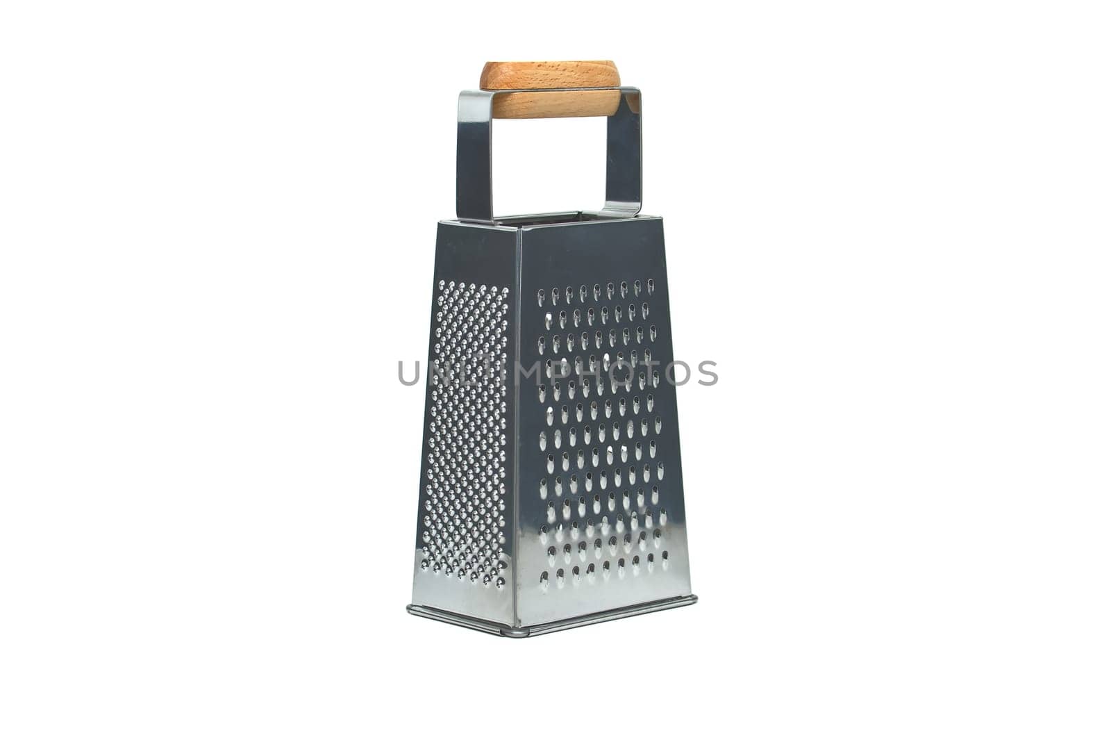 Stainless four sided box grater for kitchen isolated on white background by NetPix