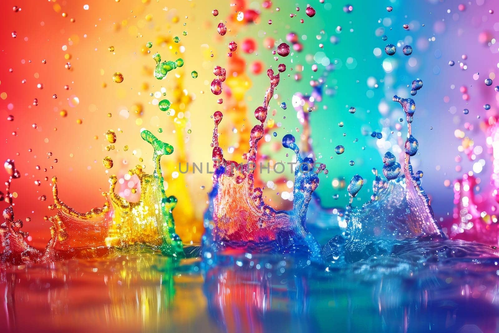 A splash of water with a rainbow in the middle. ai generative by matamnad
