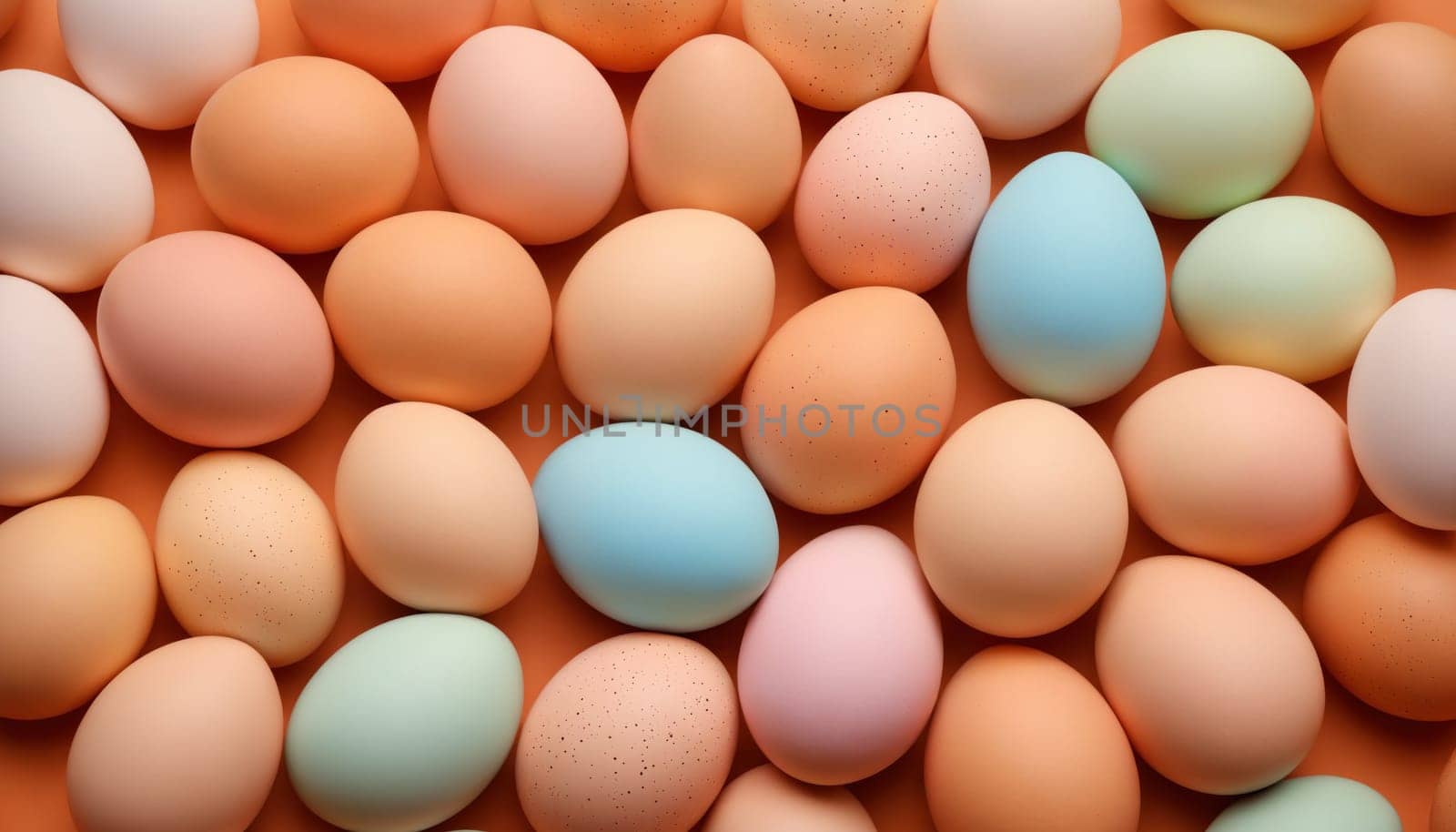 Easter colorful eggs pink, blue, green and white. Easter celebration concept