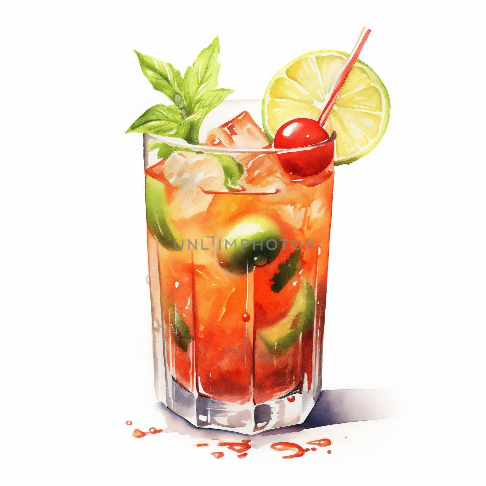 Cocktail Bloody Mary with Cherry Tomatoes and Celery Leaves. by Rina_Dozornaya
