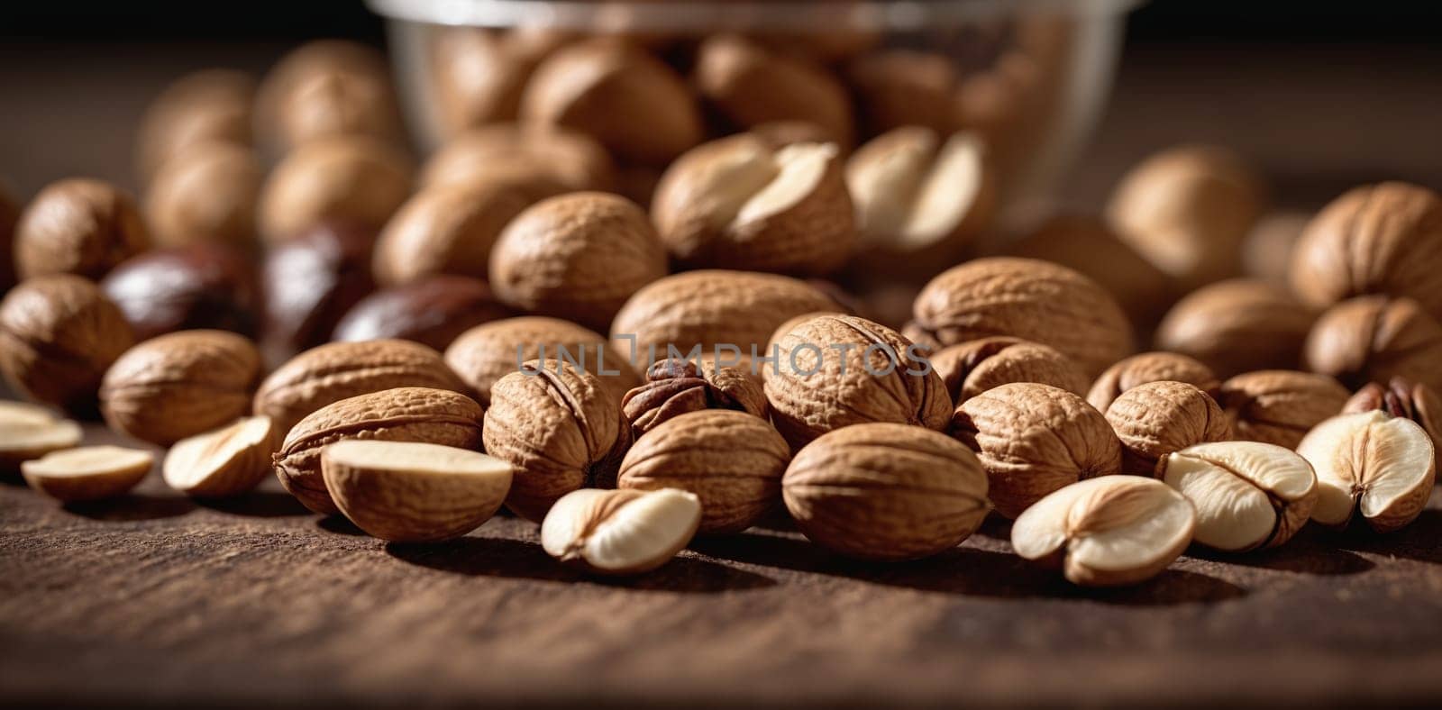 Ample Walnuts Gathered in Natural Wooden Setting by Andre1ns