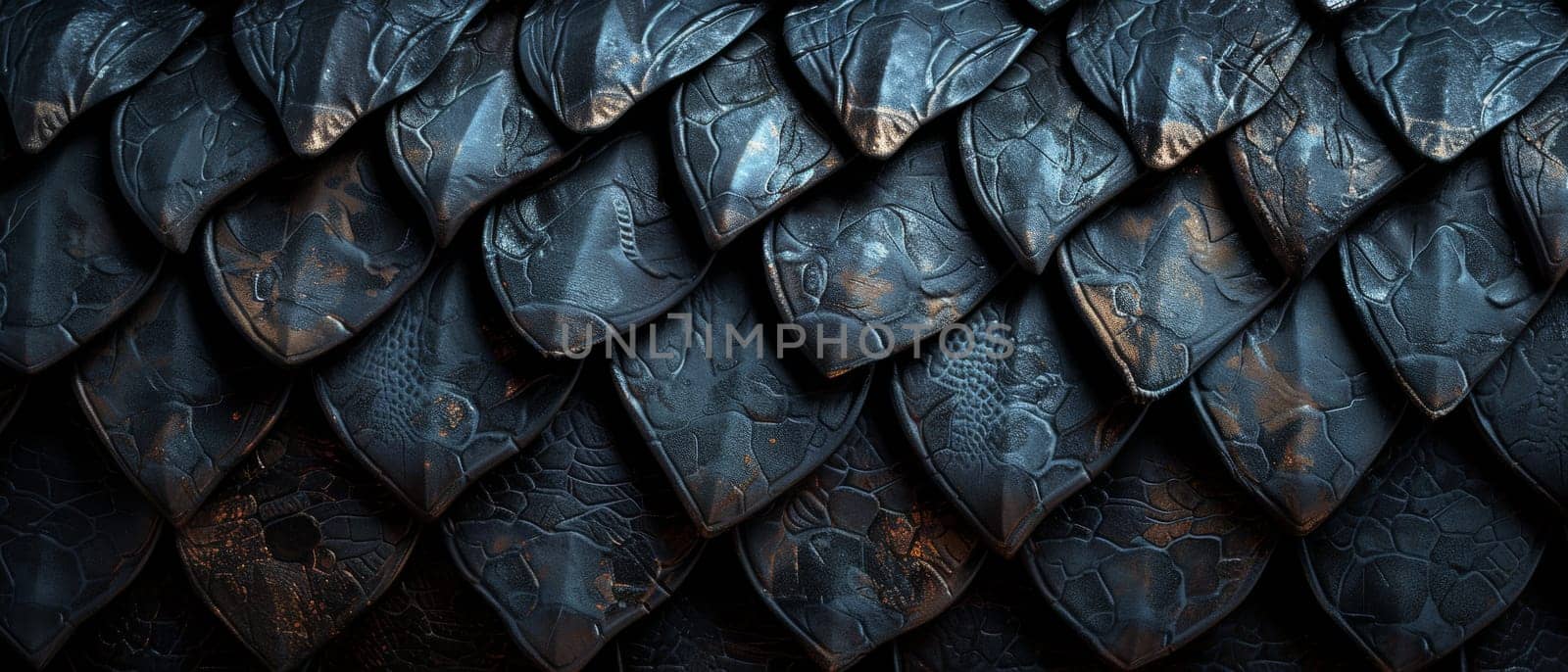 Close-up of dark fish scales showing subtle textures and organic patterns. by sfinks