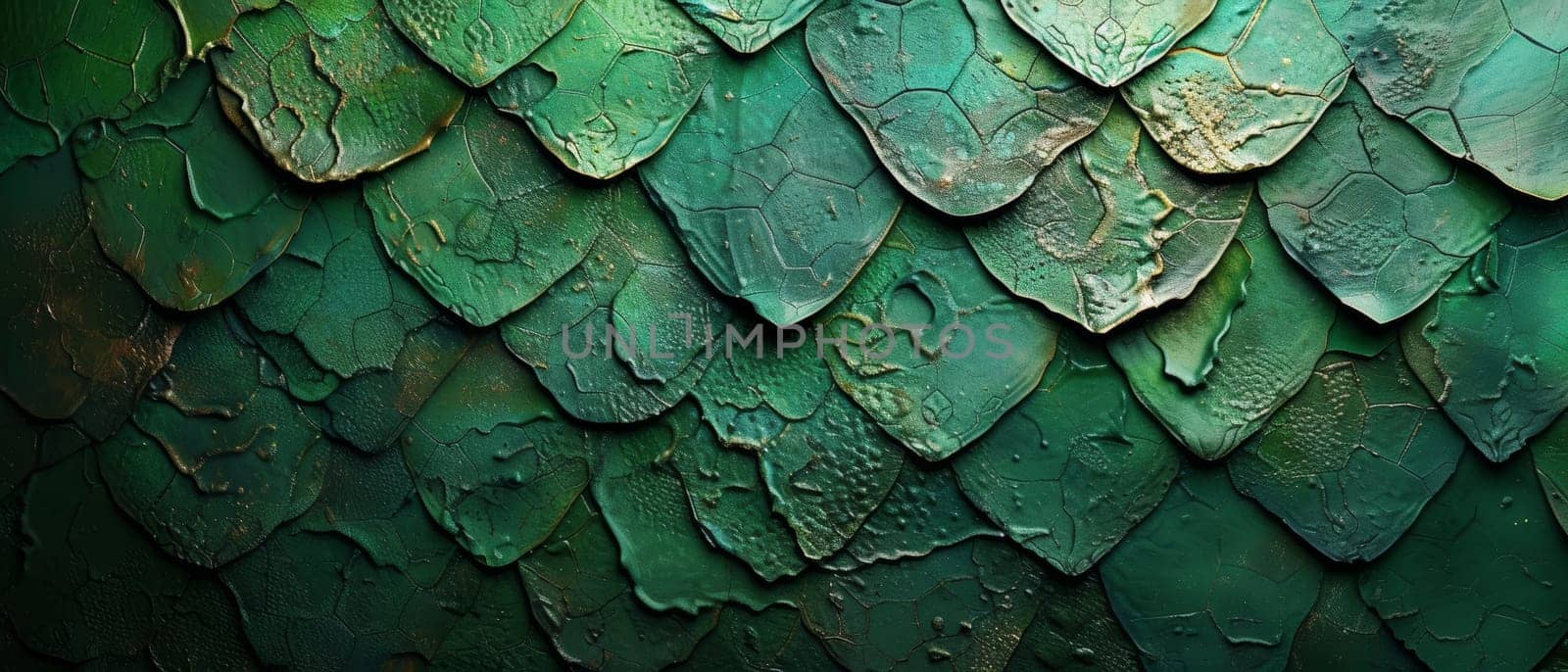 Green dragon scale pattern close-up - luxury background texture for wallpaper. by sfinks