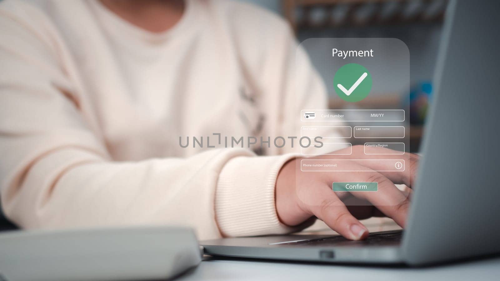 Business people using computer, online payment, banking, online shopping, Digital online payment concept. Technology online banking applications via internet network. financial transaction. by Unimages2527