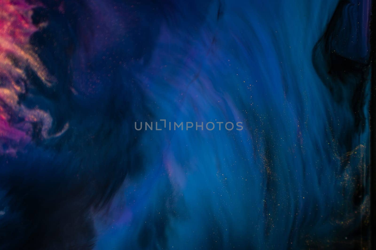 Closeup of electric blue and magenta nebula painting on black background by PaulCarr