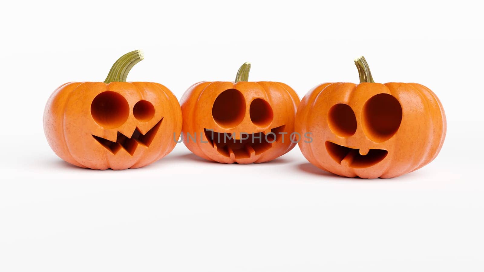 Funny Halloween Pumpkins on white background by macroarting