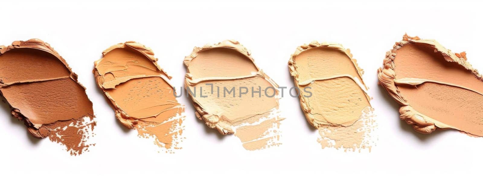 Different shades of foundation isolated on white background, beauty Generative AI,