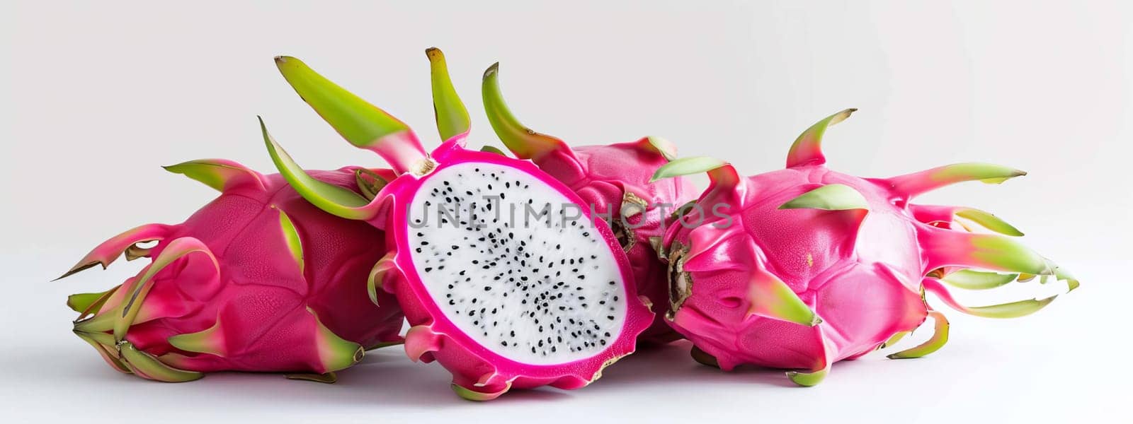 dragon fruit or pitaya on white background, food Generative AI,