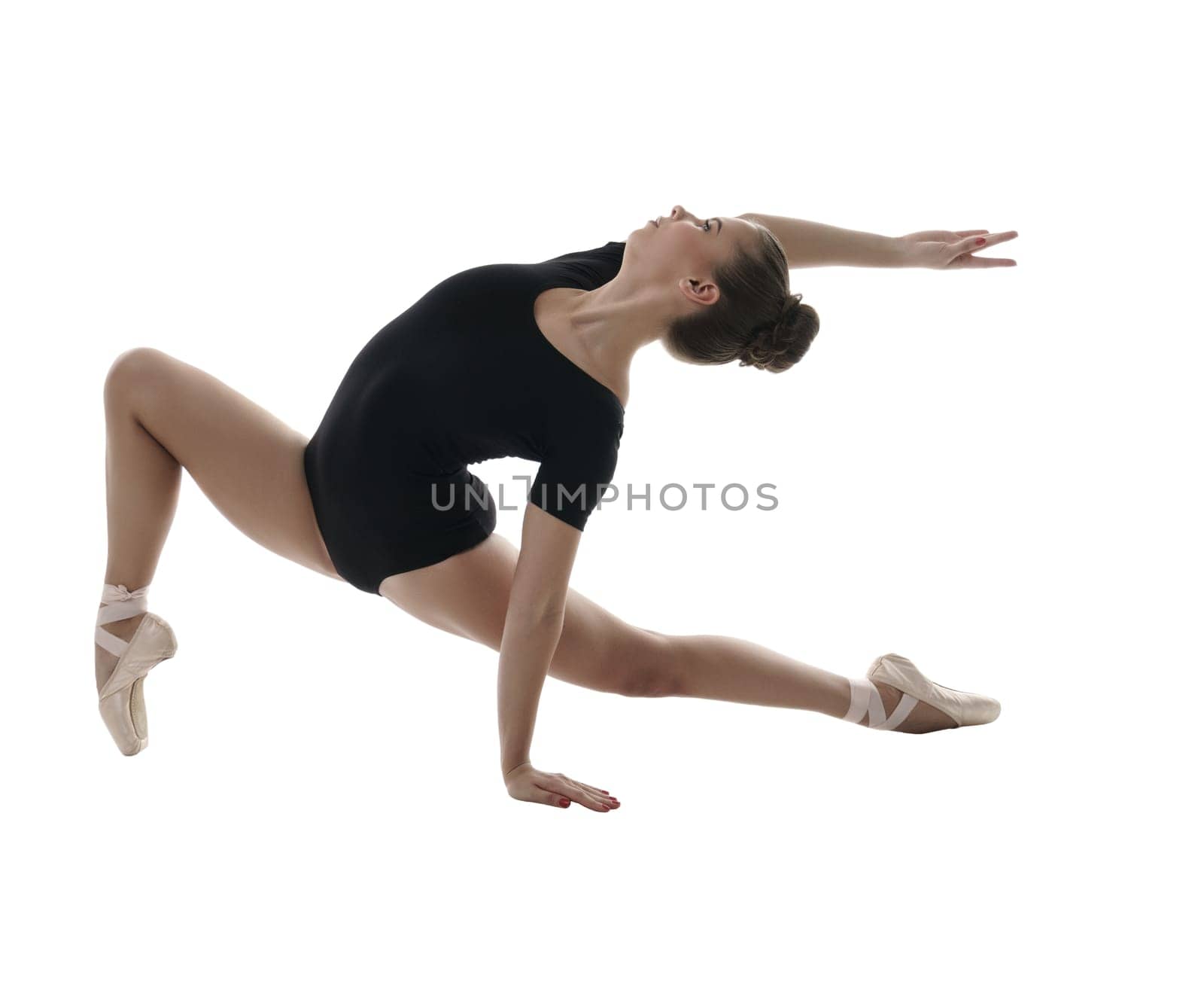 Ballet. Image of graceful dancer poses during rehearsal