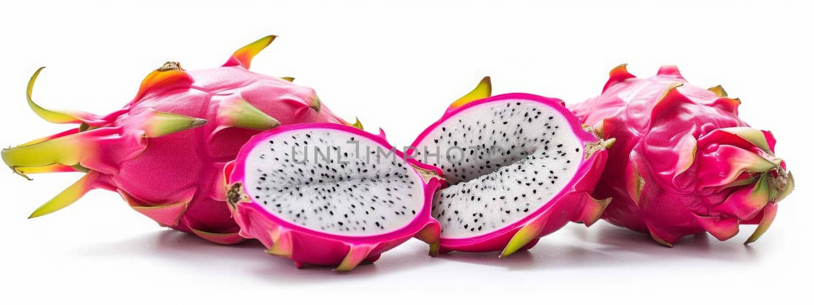 dragon fruit or pitaya on white background, food Generative AI,