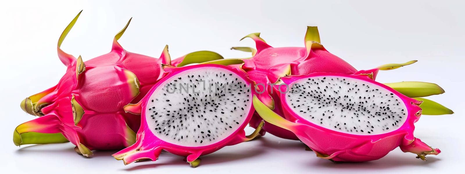 dragon fruit or pitaya on white background, food Generative AI,