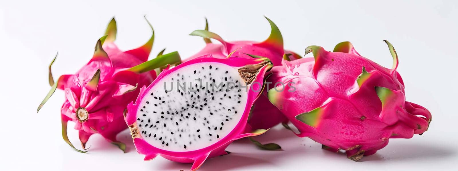 dragon fruit or pitaya on white background, food Generative AI,