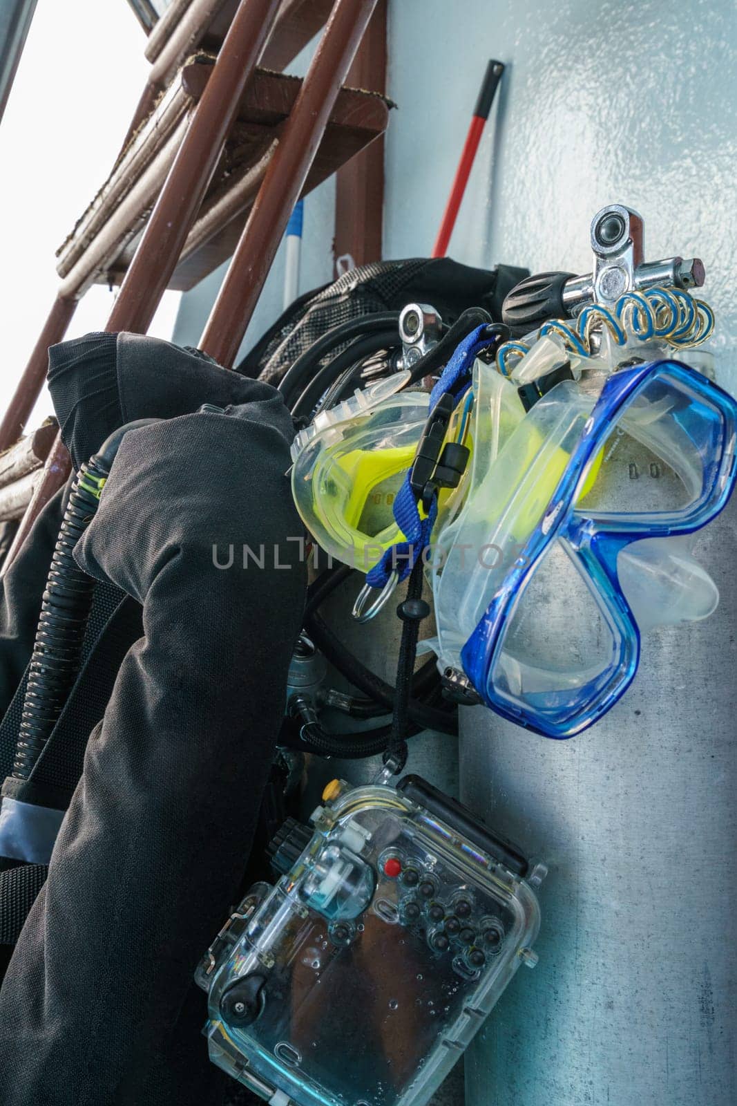 Image of equipment for scuba diving, close-up