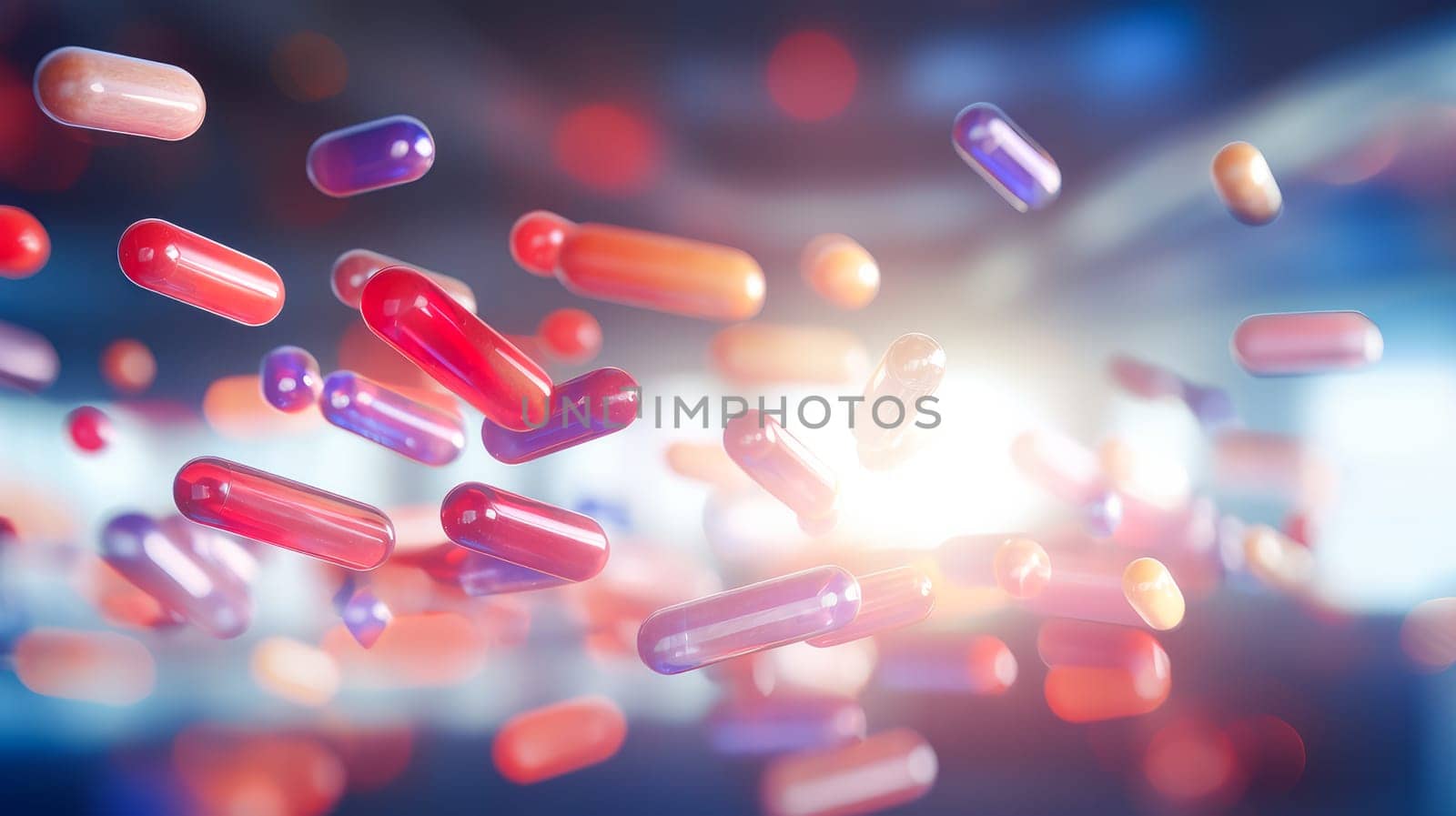 A large number of multi-colored tablets, capsules and vitamins, close-up. by Alla_Yurtayeva