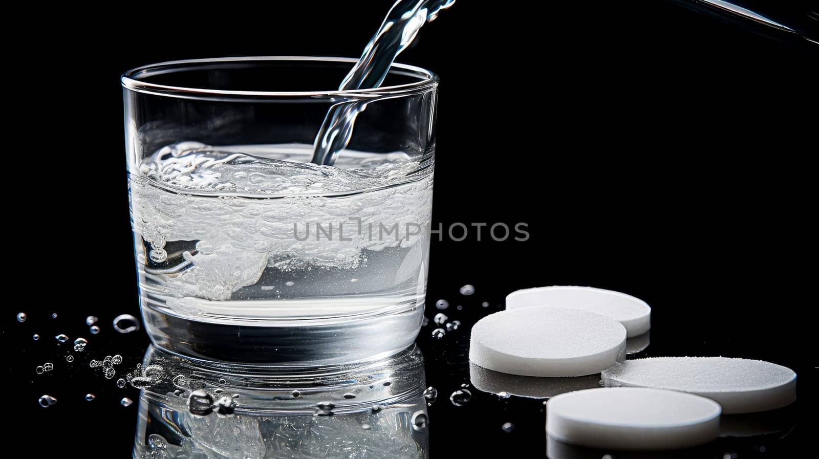 An aspirin tablet is dissolved in a glass of water. Medicine, treatment in a medical institution, healthy lifestyle, medical life insurance, pharmacies, pharmacy, treatment in a clinic.