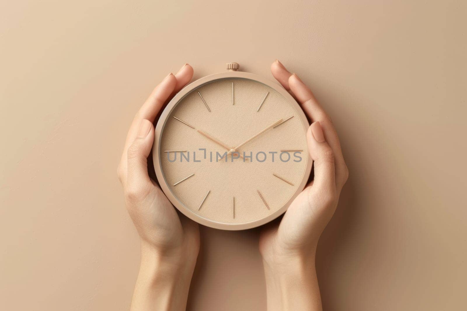 hands holding clock. ai generated by Desperada