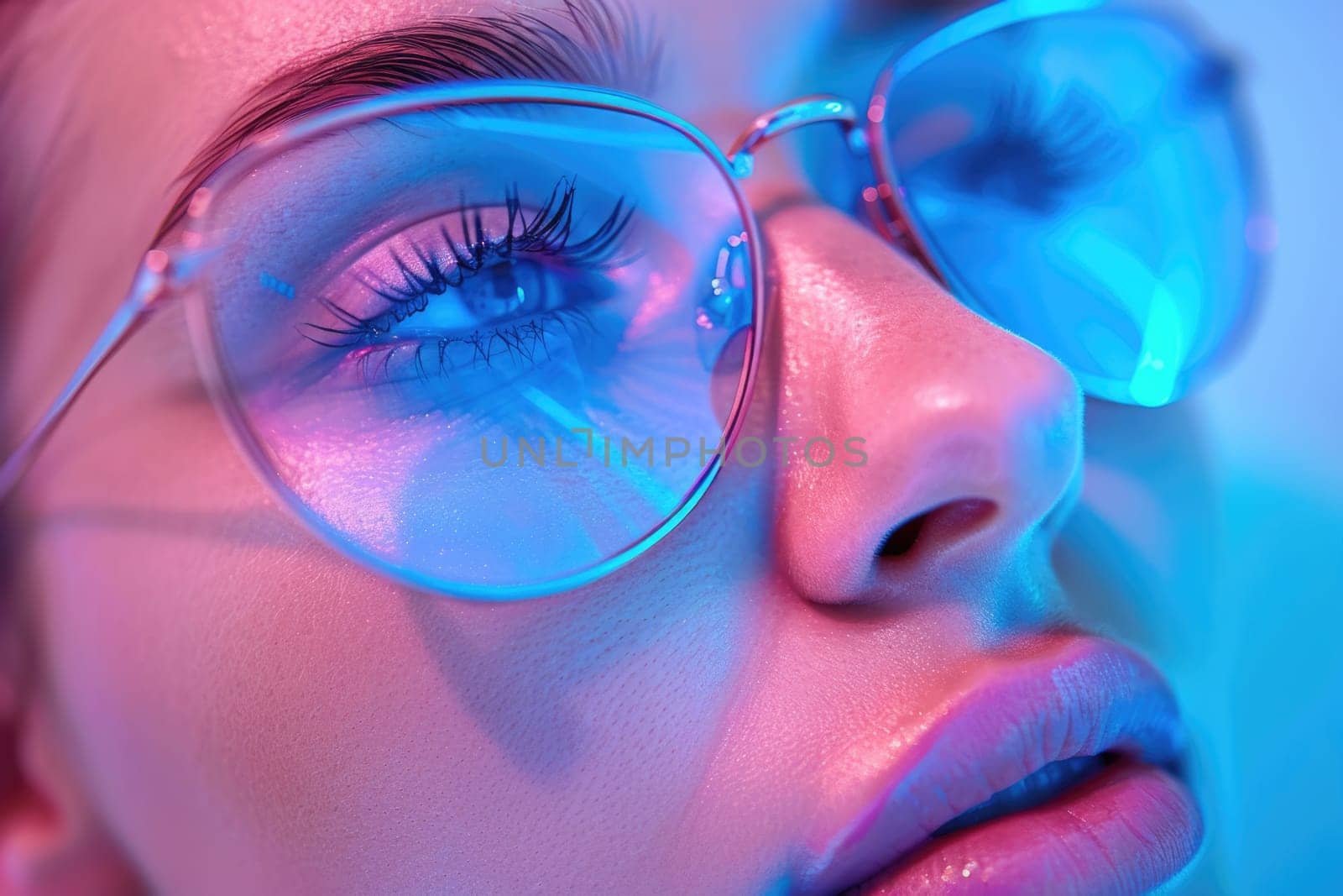 Close up portrait of a young woman patient receiving a laser treatment in a spa salon. ai generated