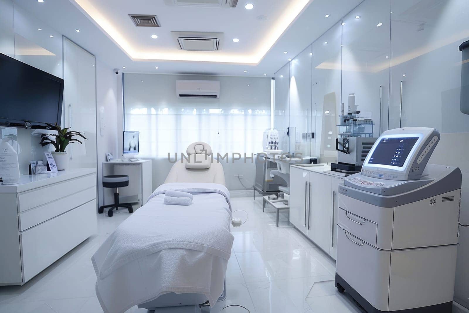 Laser treatment cosmetic salon interior. ai generated by Desperada