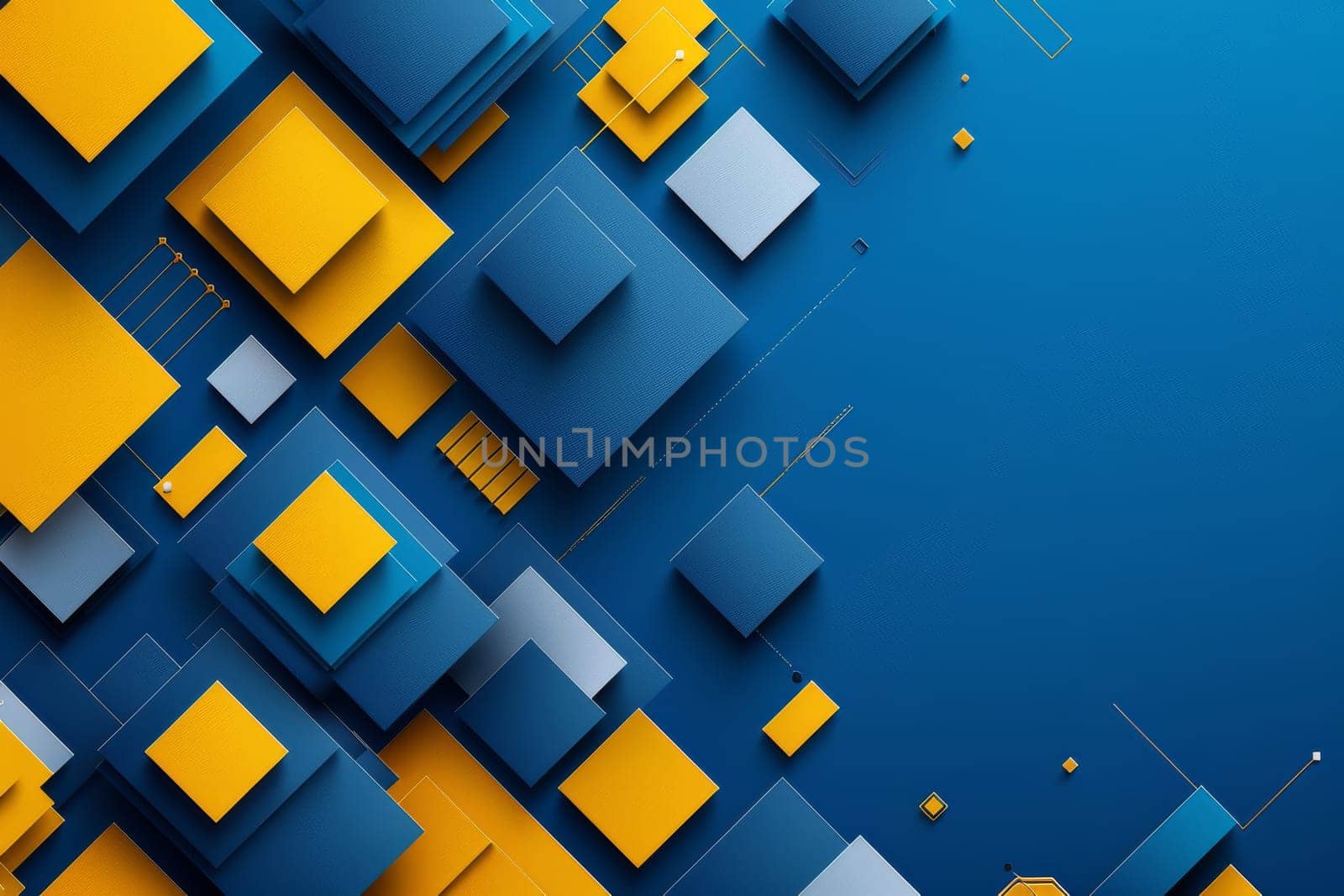 Geometric square blue and yellow background.