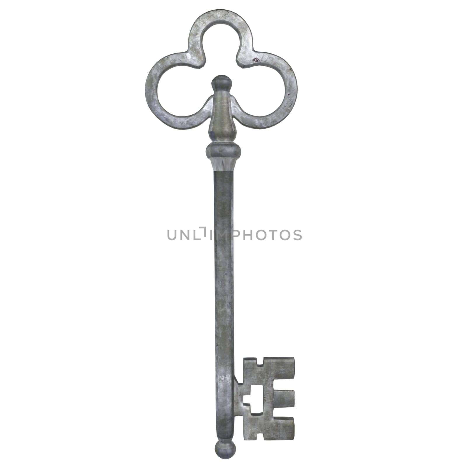 Old Key isolated on white background. High quality 3d illustration
