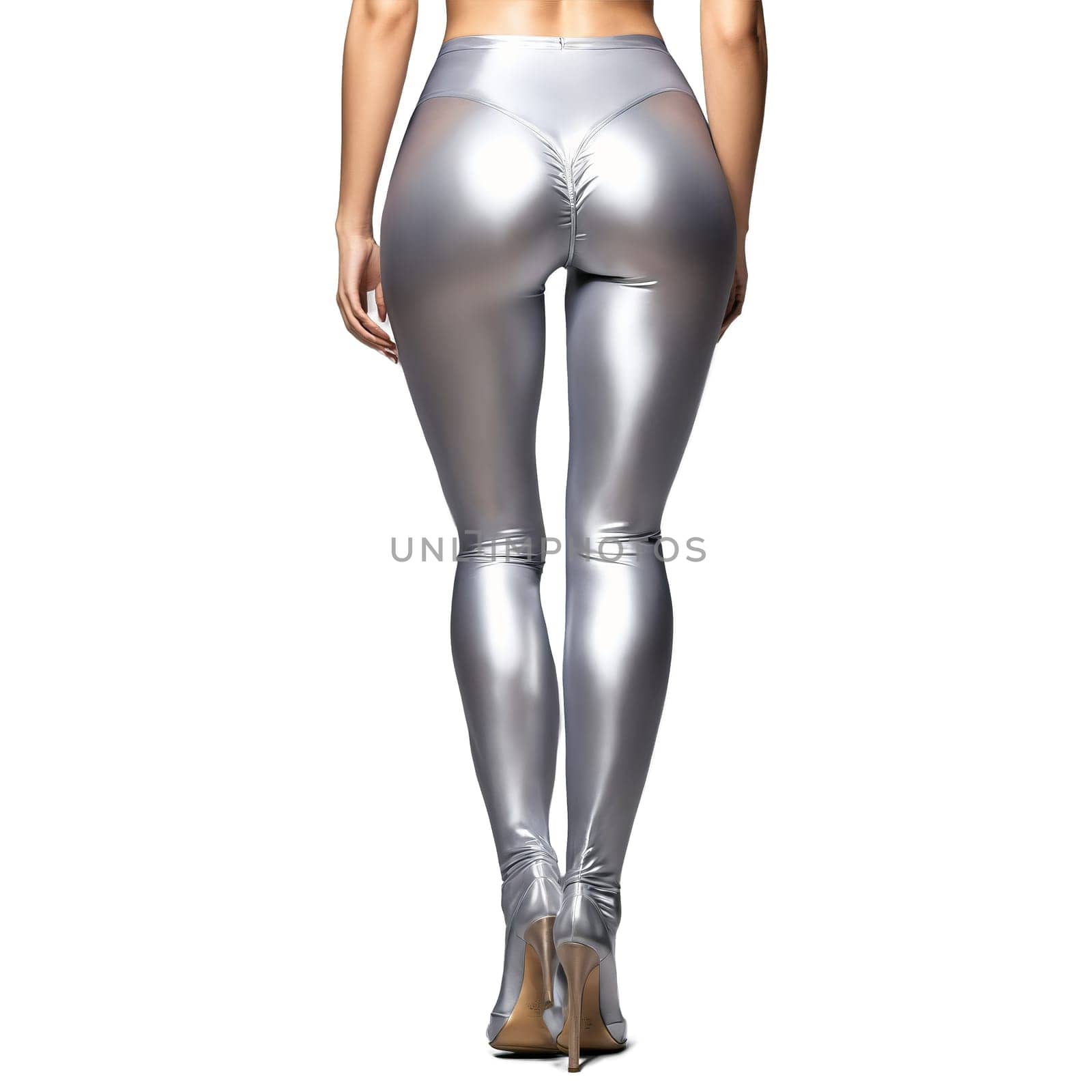 Shimmery silver tights Toned woman s legs in shimmery silver tights matched with a sleek by panophotograph