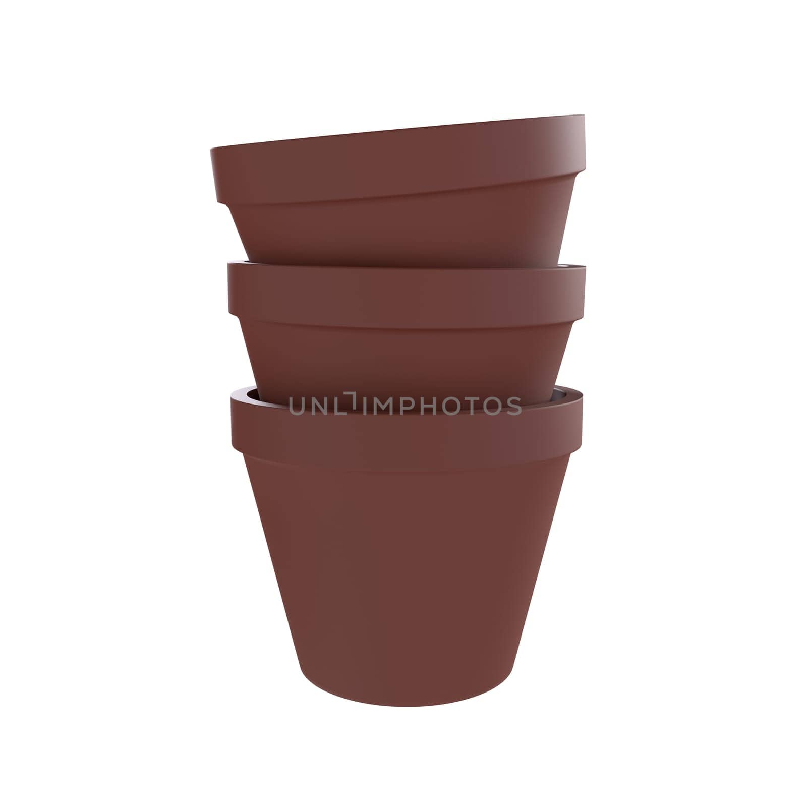 Brown Pot isolated on white background. High quality 3d illustration
